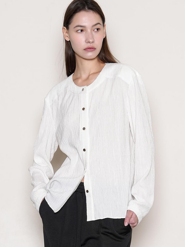 Sylvie Round-Neck Jacket in Off White