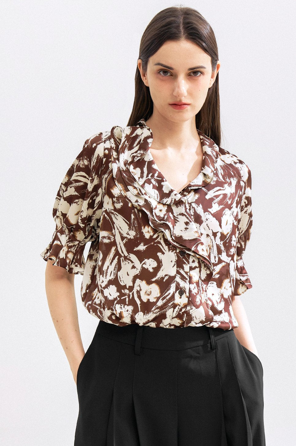 Palermo Ruffle Blouse in Silk Blend